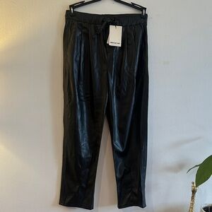Elegant Black Faux Leather Women's Pants